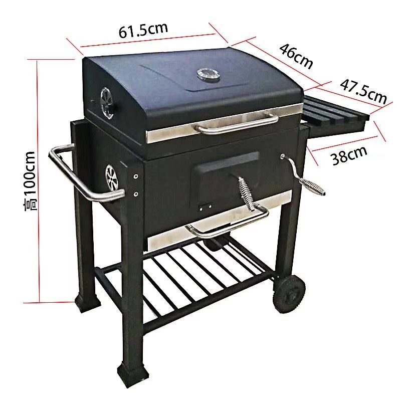 Outdoor Garden Barbecue Portable BBQ Grill Outdoor Large Charcoal Trolley Rectangular BBQ Barbecue Grill