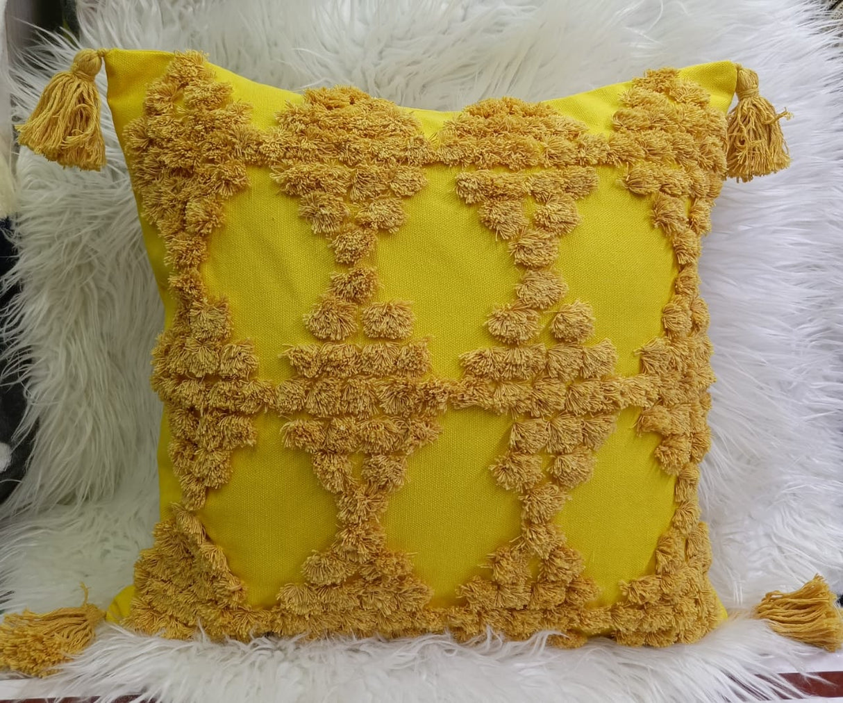 Fancy Wooven Tufted Cushion Covers with Tassels