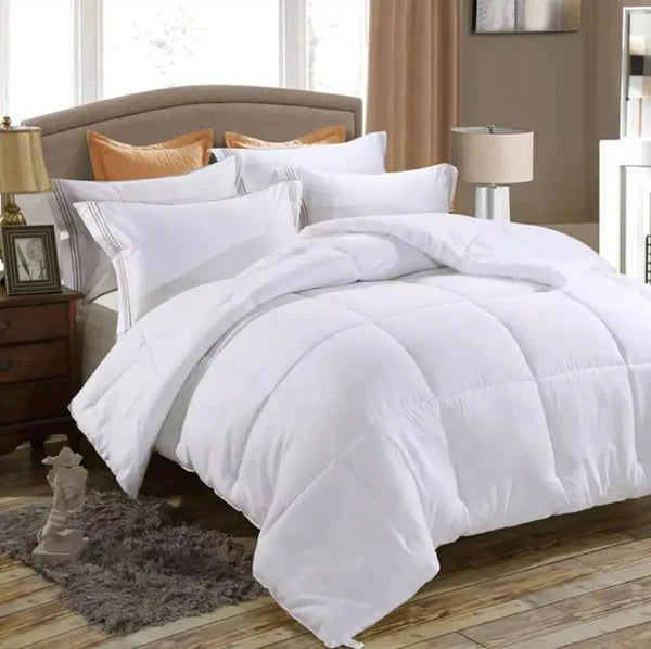 Binded Plain White Cotton Duvet Set