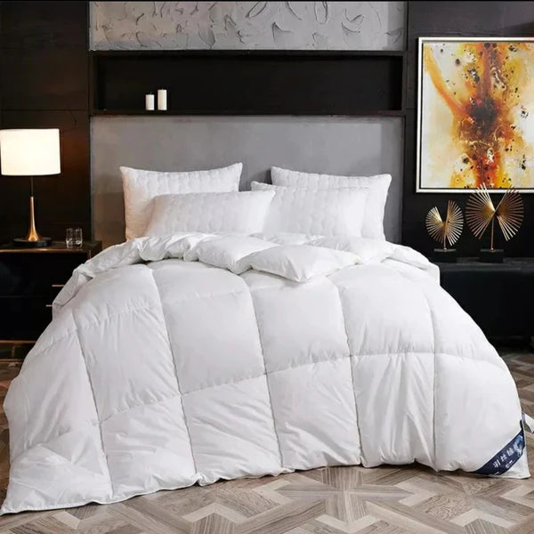 Binded Plain White Cotton Duvet Set