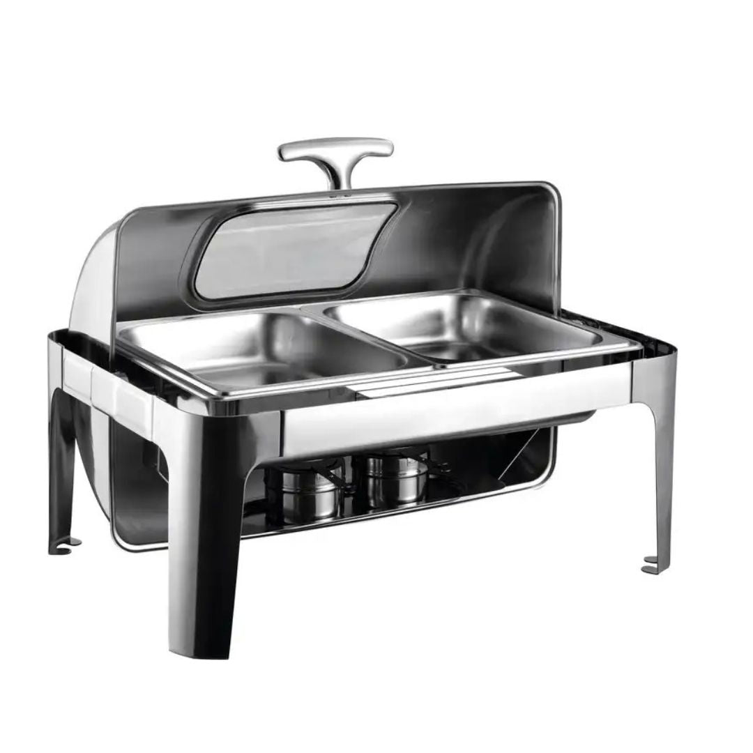 Chaffing dish Stainless steel roll top with glass window 9 Ltr Roll Top chafing dish