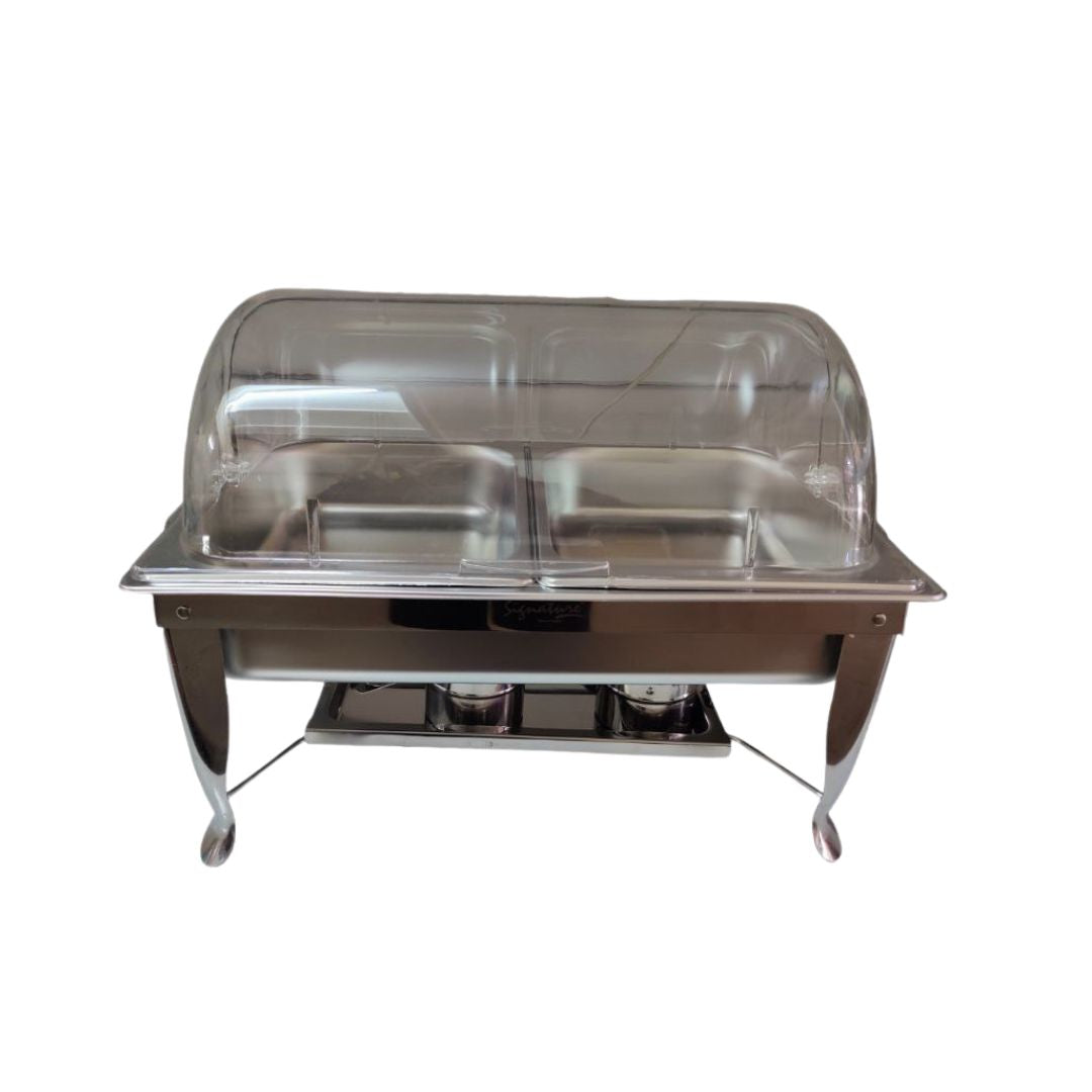 Stainless Steel Buffet Set, Buffet Food Roll Top Chafing Dish Servers 9L  Chaffing Dish With Plastic Cover