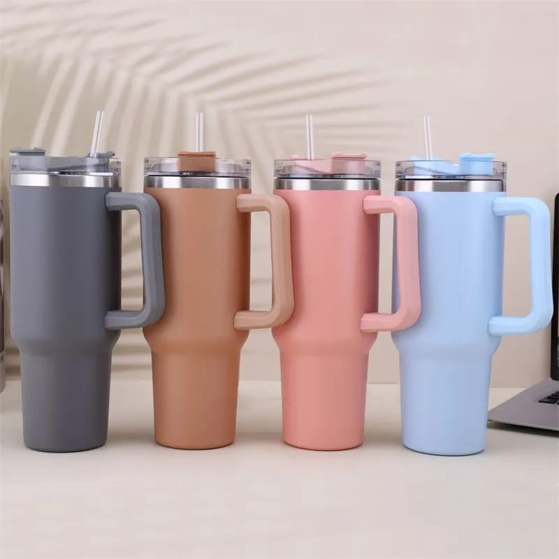 1.2 litre Stainless Steel Tumbler with Handle & Straw Lid