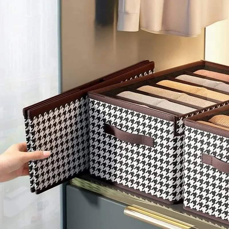 Non-woven 7 Grid Wardrobe Clothes Organizer/Jeans Organizer/Trousers Organizer With Clear Pvc Cover