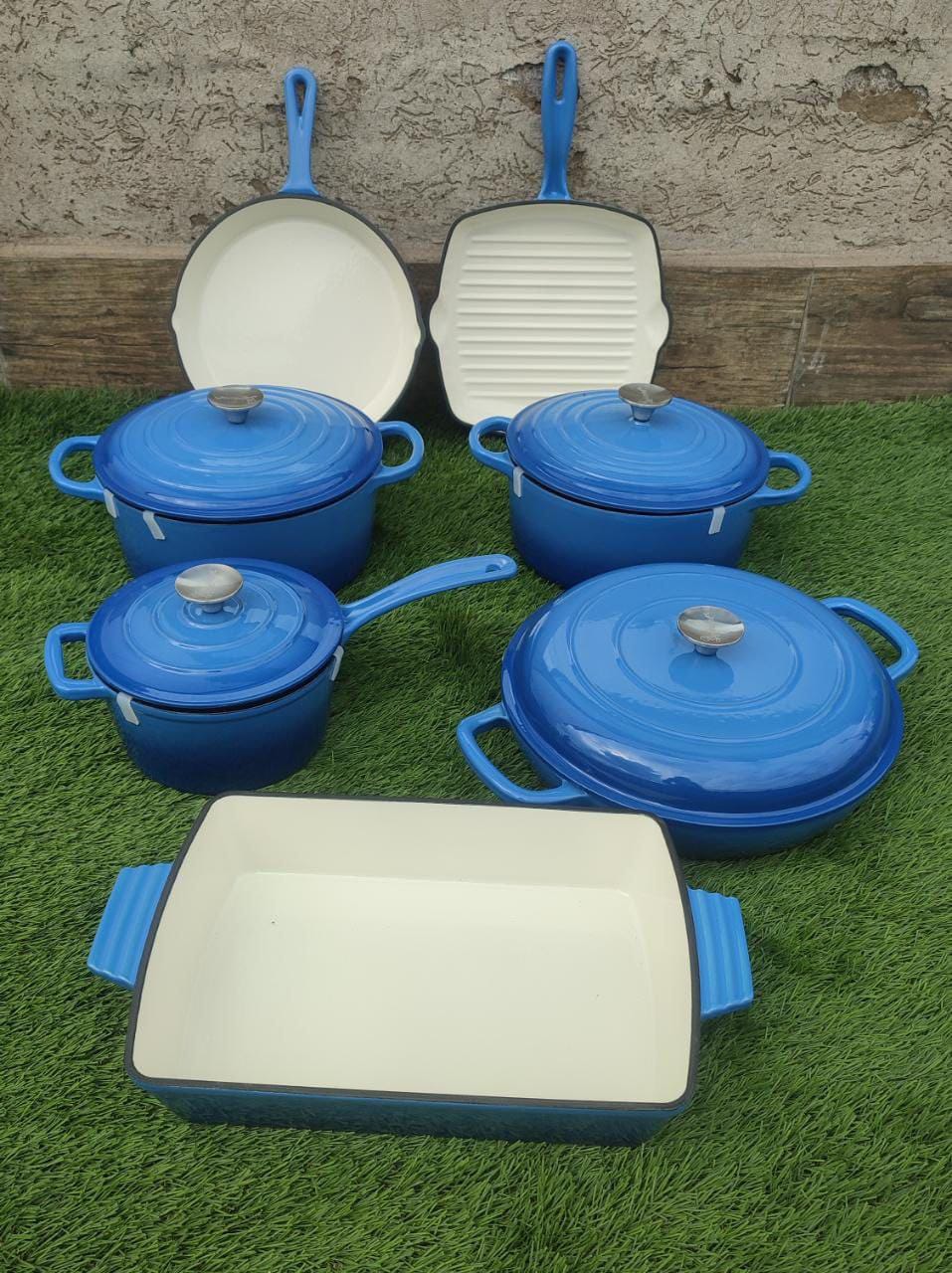 Enamel Cast iron cooking pots Ceramic Enamelled Cast Iron Cookware Set, Oven and Grill Safe