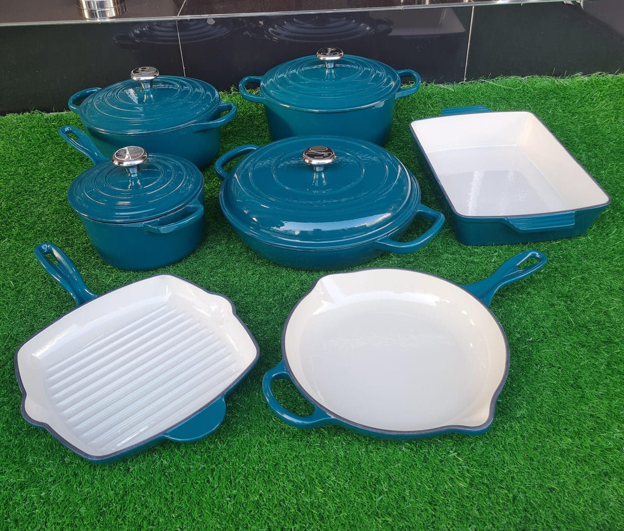 Enamel Cast iron cooking pots Ceramic Enamelled Cast Iron Cookware Set, Oven and Grill Safe