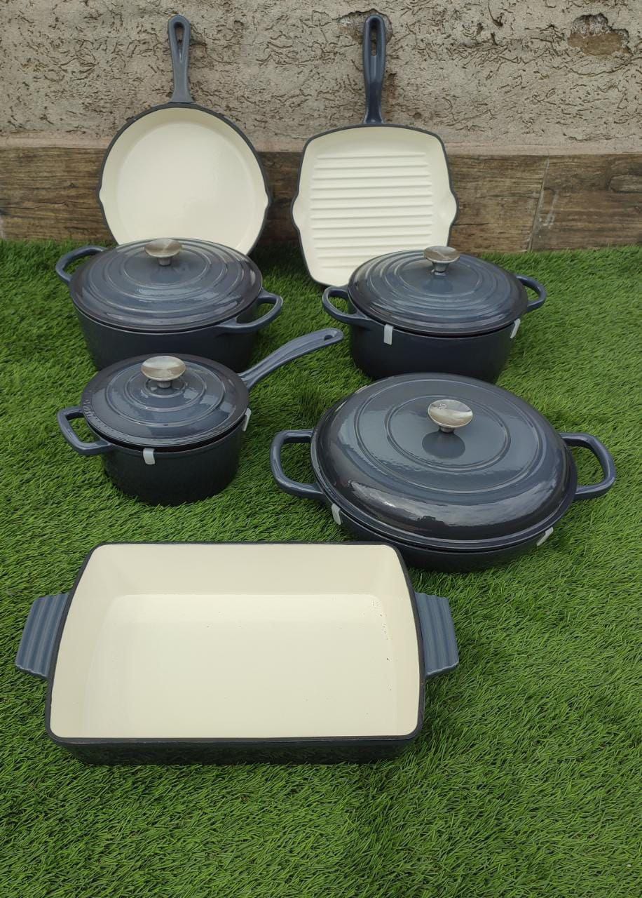 Enamel Cast iron cooking pots Ceramic Enamelled Cast Iron Cookware Set, Oven and Grill Safe