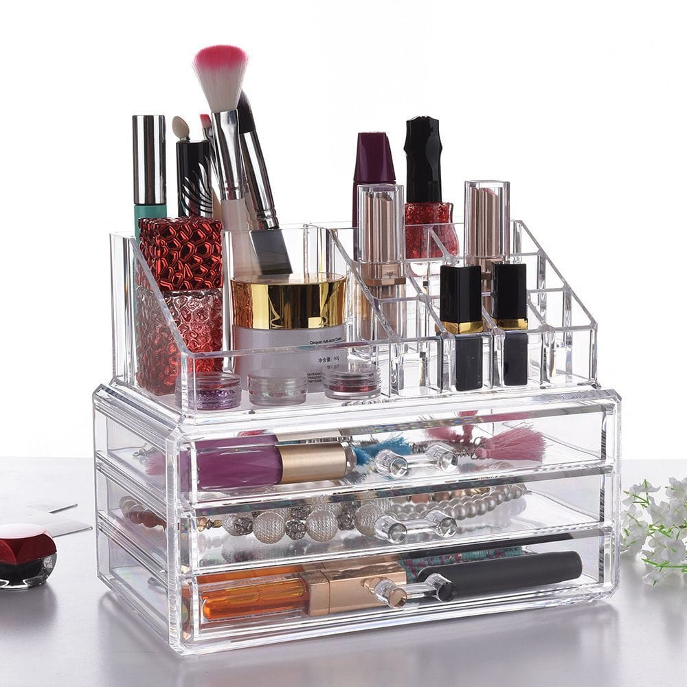 3 Layer Acrylic Transparent Makeup Drawer/Organizer Desktop Cosmetic Storage Box for Lipstick, Jewelry.