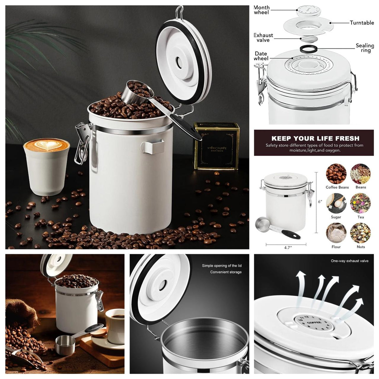 Stainless Steel Coffee Bean Vacuum Food Storage Container