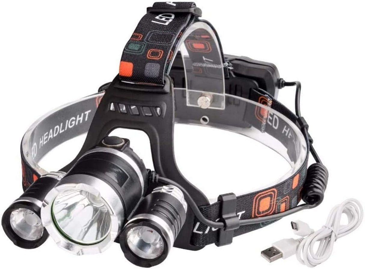 4 in 1 Rechargeable Headlamp,5000 Lumen Waterproof LED Headlight Flashlight Torch