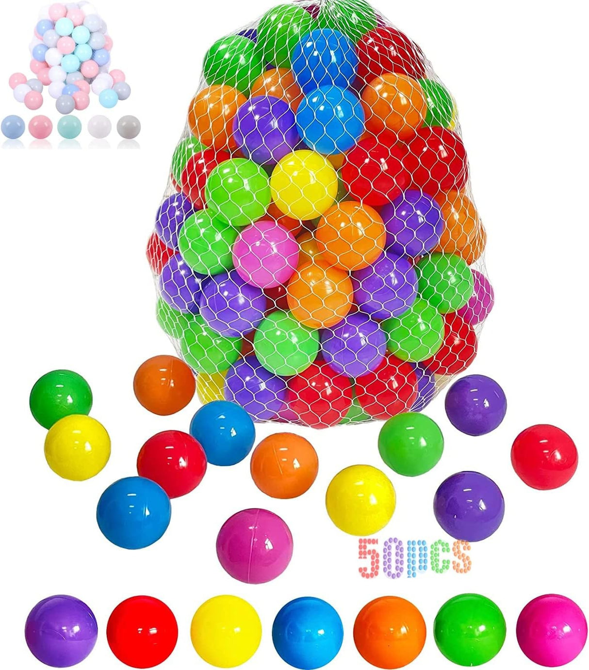 Colorful Non Toxic Soft Plastic Balls for Kids Tent, Play House, Pool, Pond Swim Tent Toys 50pcs