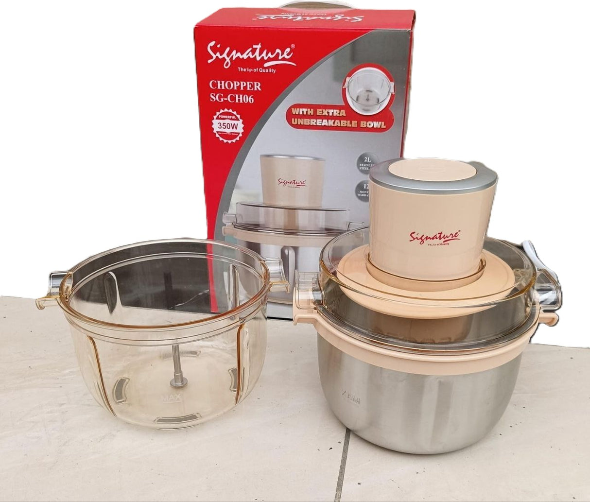 Signature 2L Stainless-Steel Electric Food Chopper With a Bowl