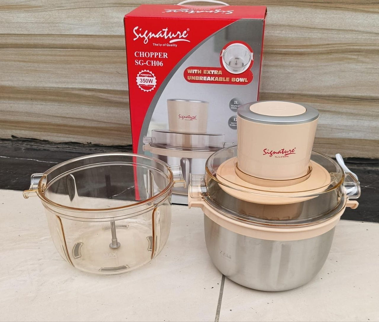 Signature 2L Stainless-Steel Electric Food Chopper With a Bowl