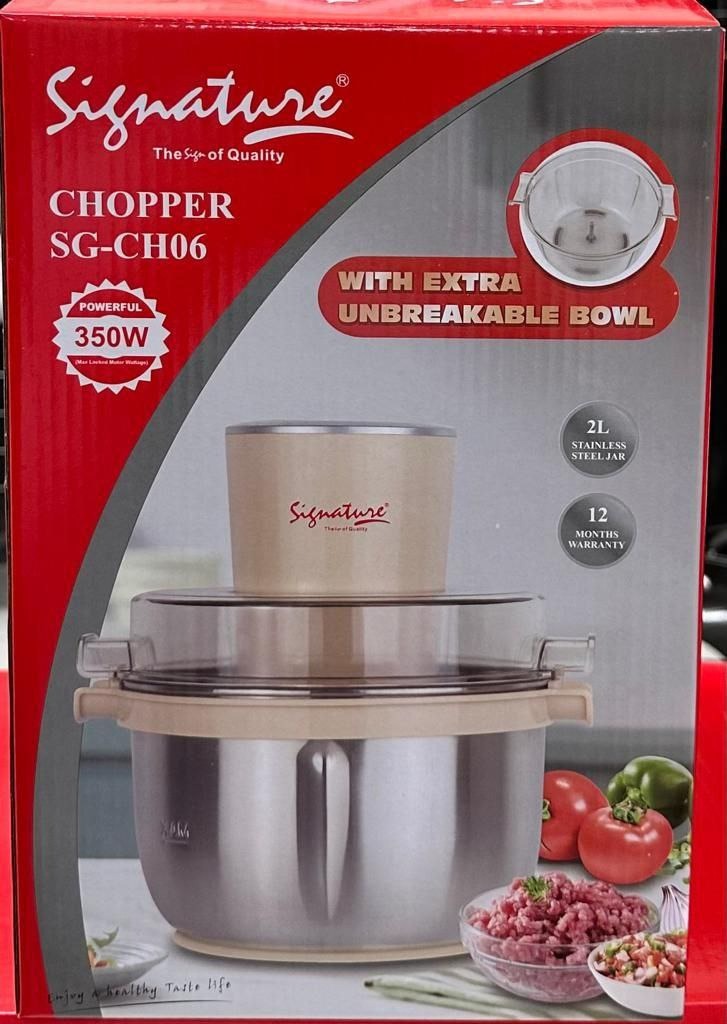 Signature 2L Stainless-Steel Electric Food Chopper With a Bowl