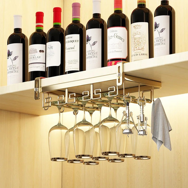 Wine Glass Rack Upside Down Glass Storage Under Cabinet Wine Glass Holder Rack